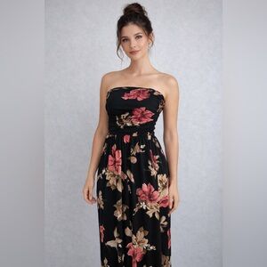 Floral Strapless Maxi Dress